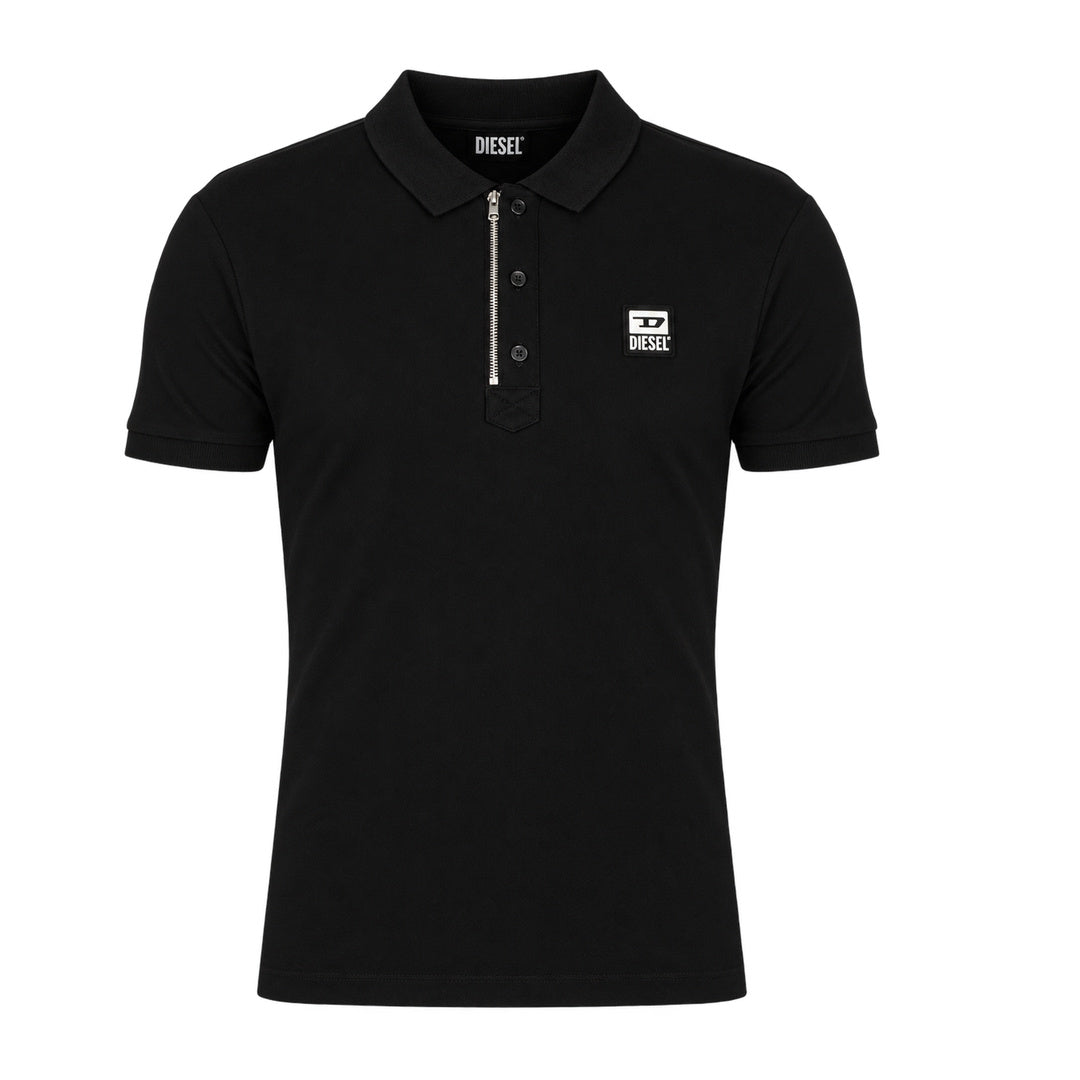 Diesel T-Harry Black Zip Closure Polo Shirt S