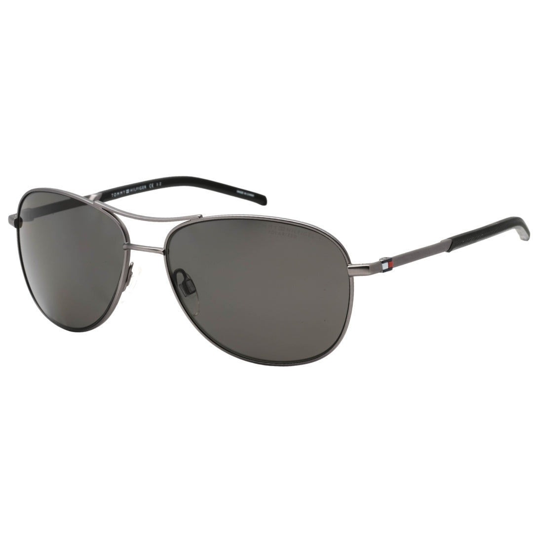 Tommy Hilfiger Grey PZ Lens Matte Dark Ruthenium Silver Sunglasses One Size