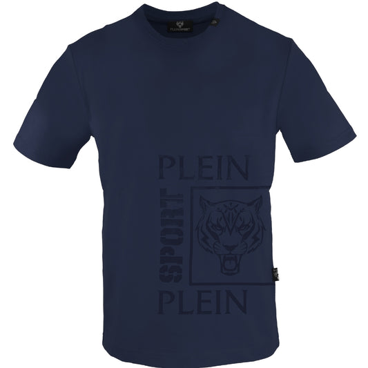 Plein Sport Square Branded Logo Navy Blue T-Shirt