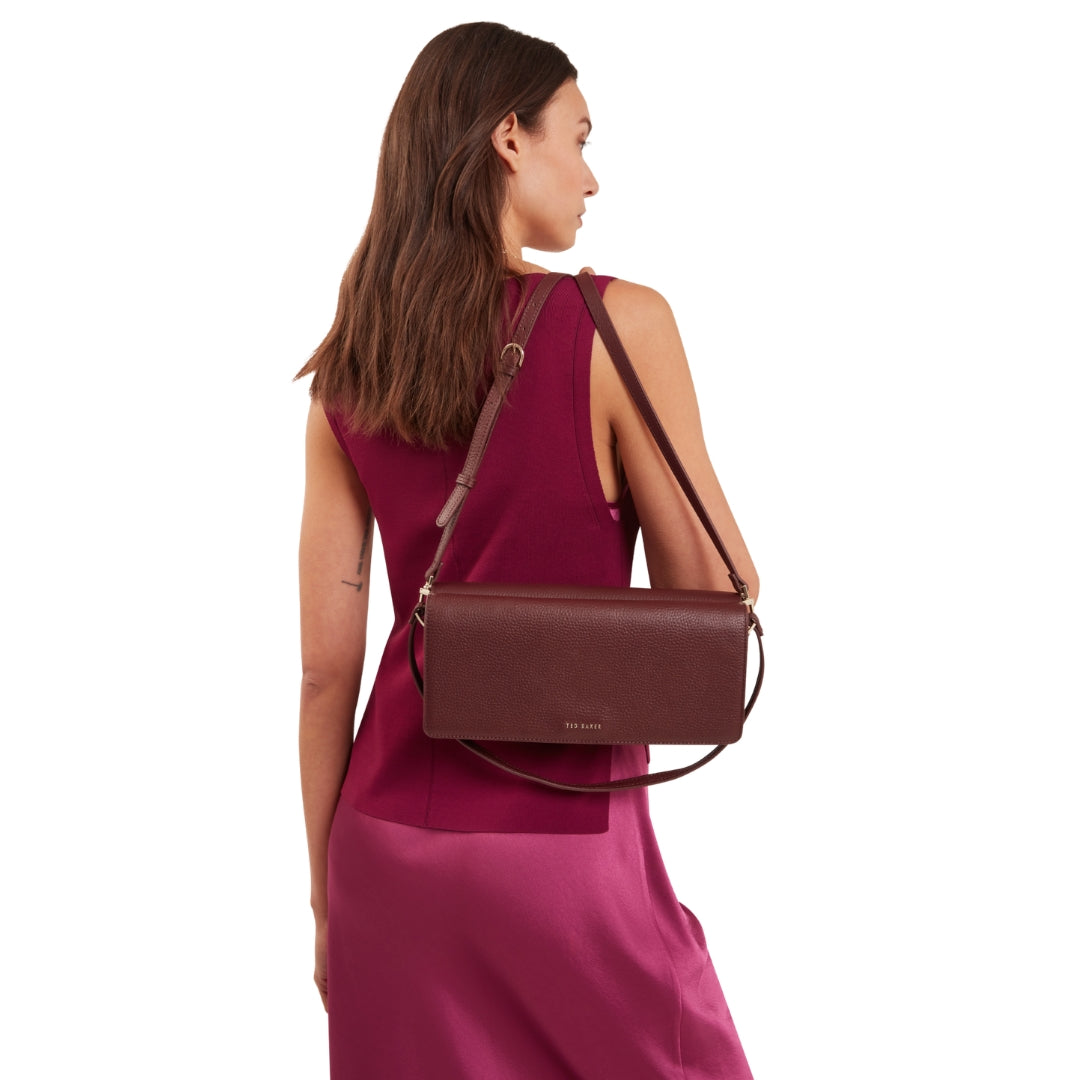 Ted Baker Twyyla Leather Elongated Oxblood Shoulder Bag