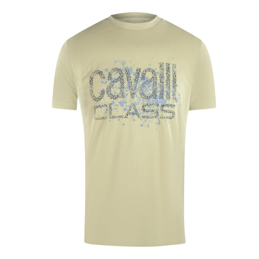 Cavalli Class Cracked Sprayed Logo Beige Sand T-Shirt