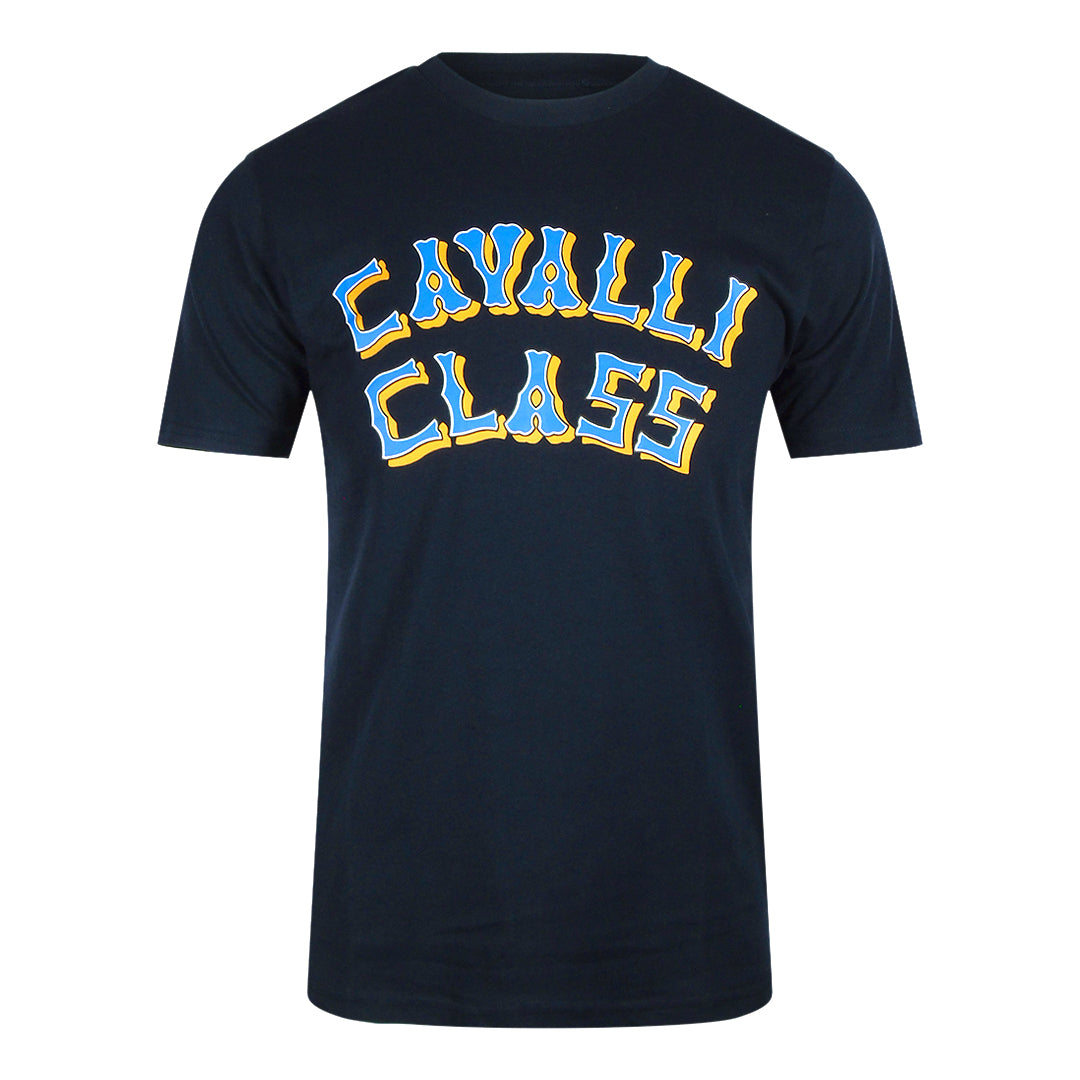 Cavalli Class Layered Logo Blue Navy T-Shirt