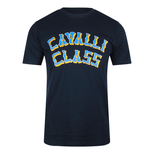 Cavalli Class Layered Logo Blue Navy T-Shirt