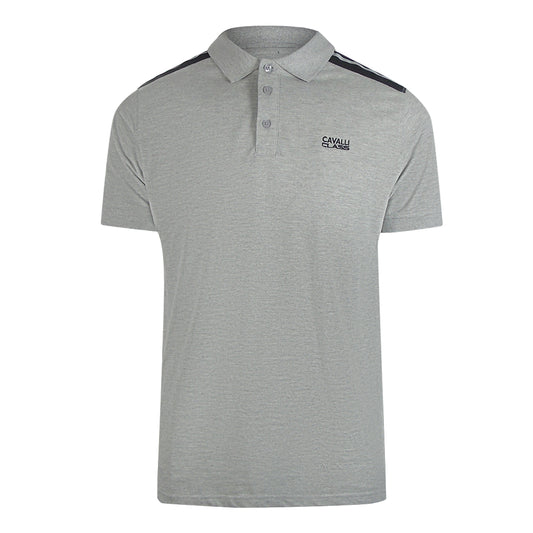 Cavalli Class Taped Shoulders Grey Polo Shirt