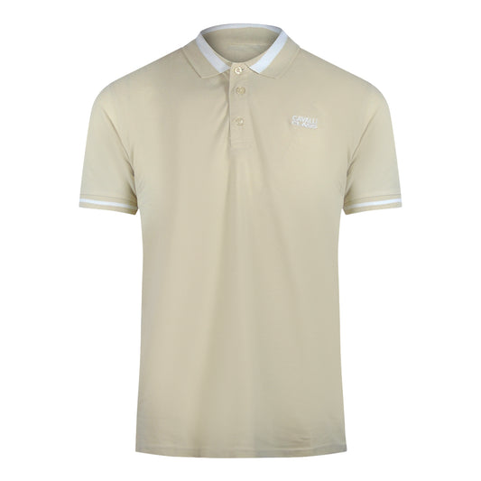 Cavalli Class Bold Stripe Beige Sand Polo Shirt