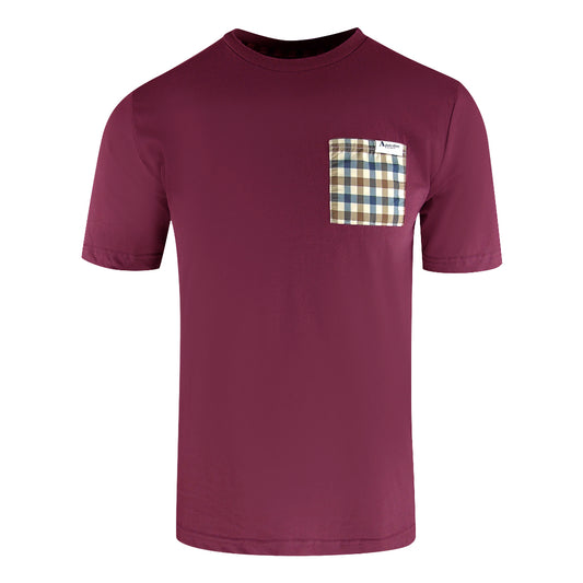 Aquascutum Active Check Pocket Burgundy T-Shirt