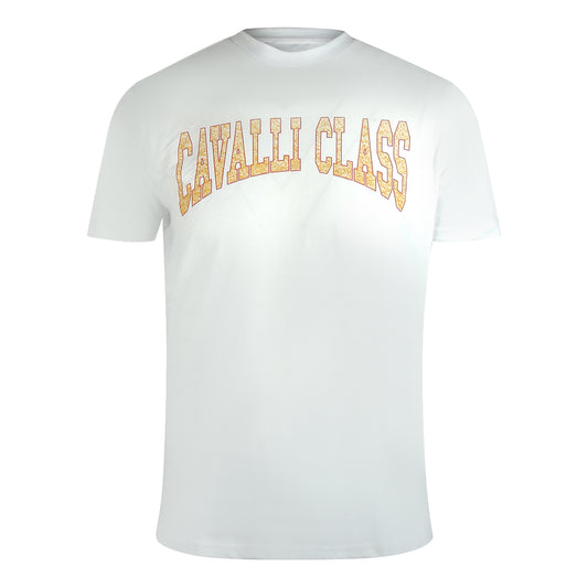 Cavalli Class Varsity Logo Off White T-Shirt