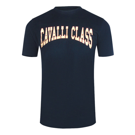 Cavalli Class Varsity Logo Navy Blue T-Shirt