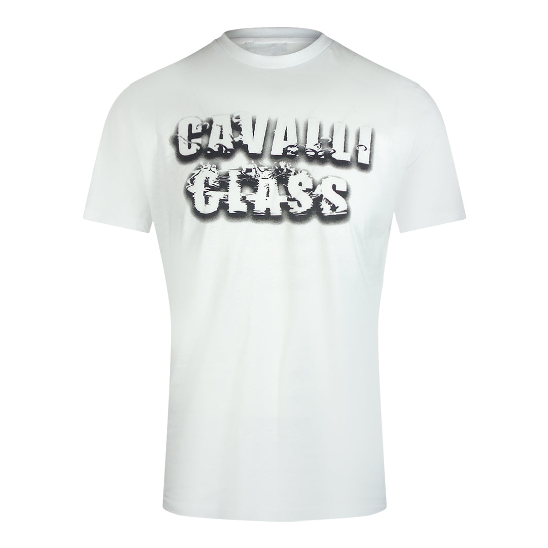 Cavalli Class Smoke Bold Logo Off White T-Shirt