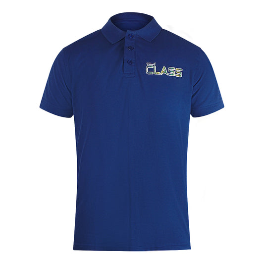 Cavalli Class Vibrant Floral Logo Iris Blue Polo Shirt