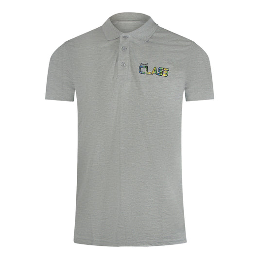 Cavalli Class Vibrant Floral Logo Grey Polo Shirt