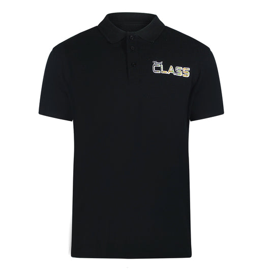 Cavalli Class Vibrant Floral Logo Black Polo Shirt