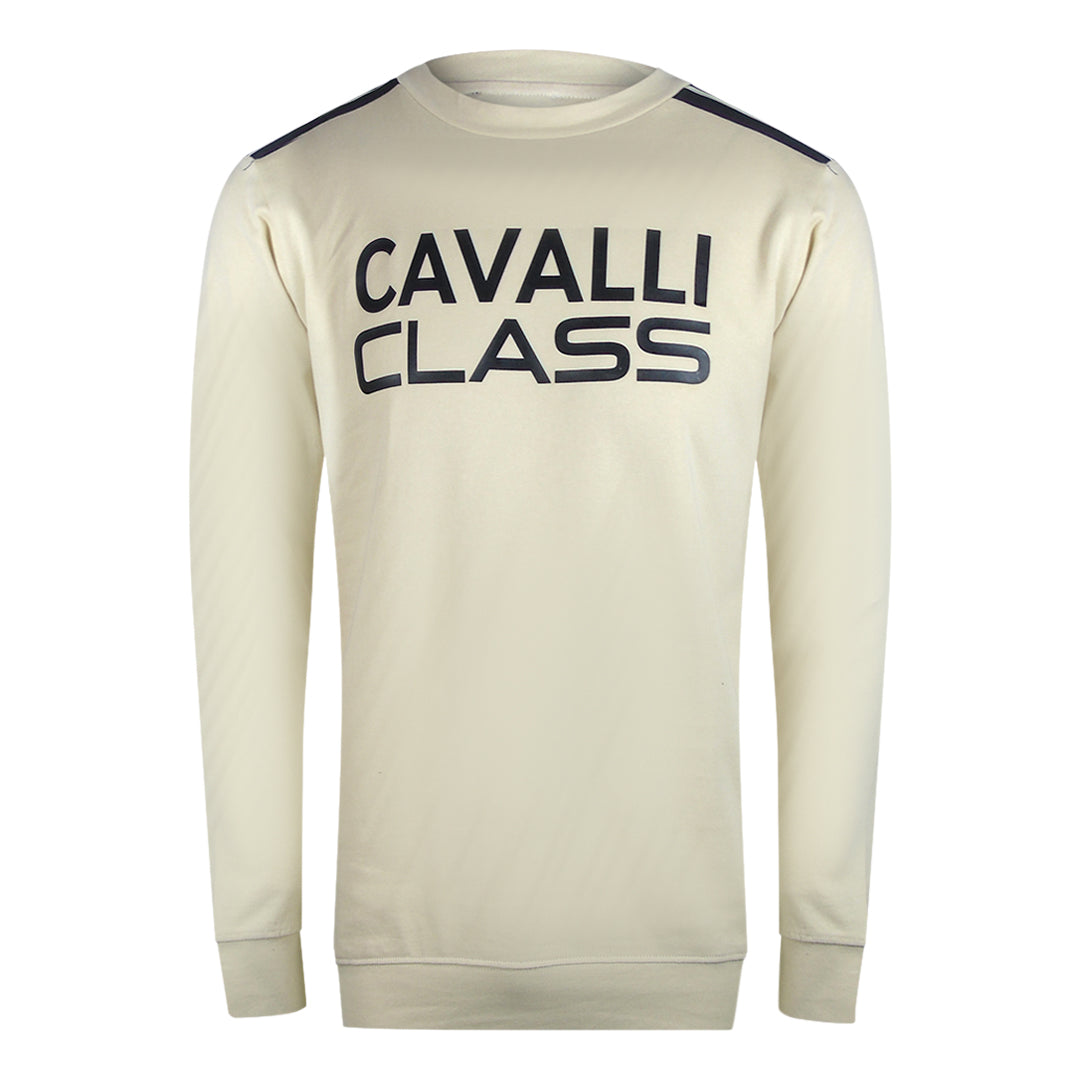 Cavalli Class Taped Shoulder Beige Sand Sweatshirt