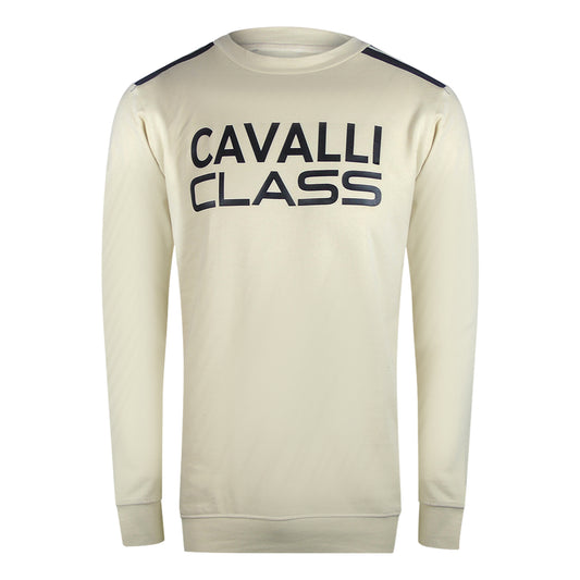 Cavalli Class Taped Shoulder Beige Sand Sweatshirt