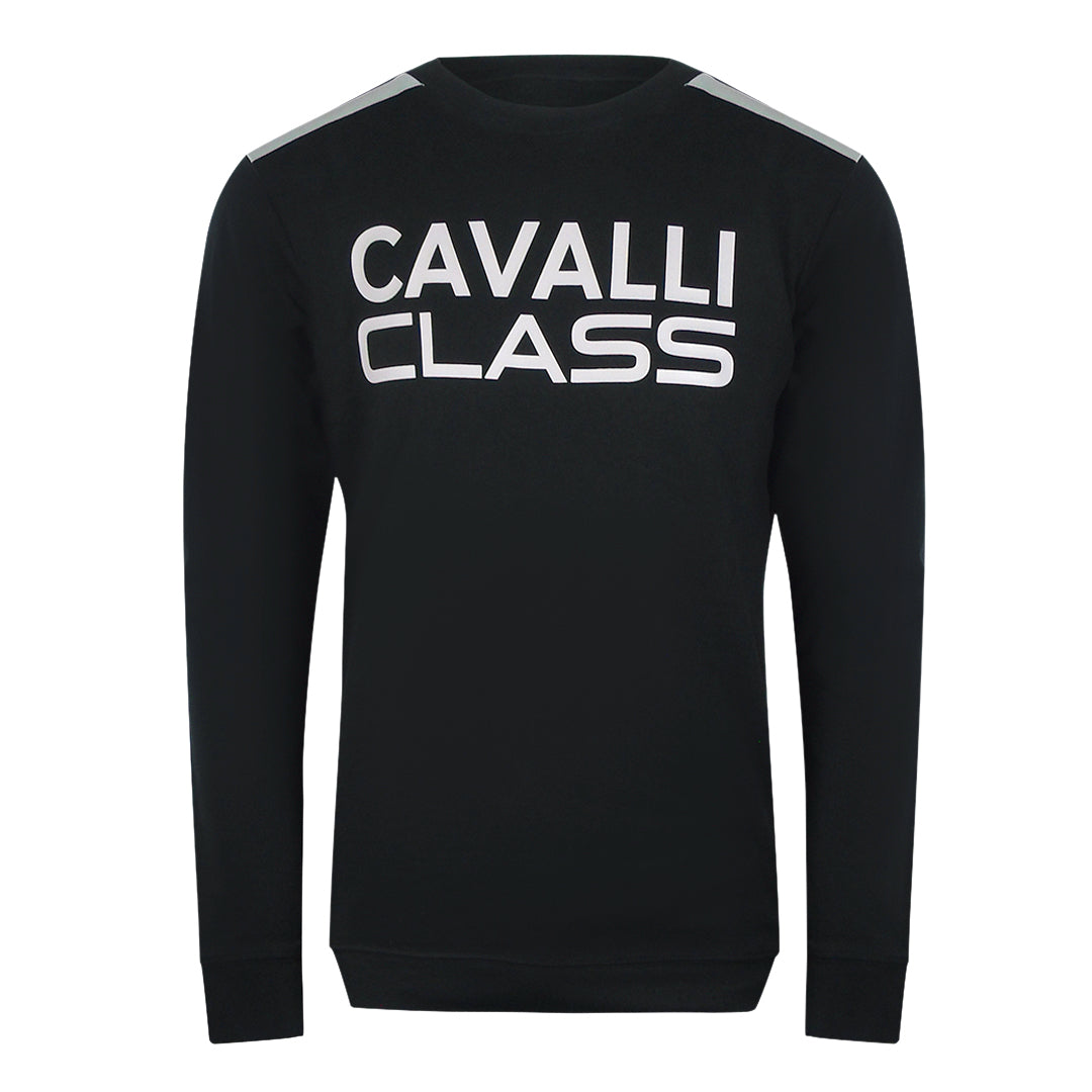 Cavalli Class Taped Shoulders Black Sweatshirt