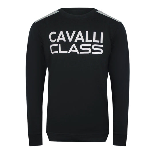 Cavalli Class Taped Shoulders Black Sweatshirt