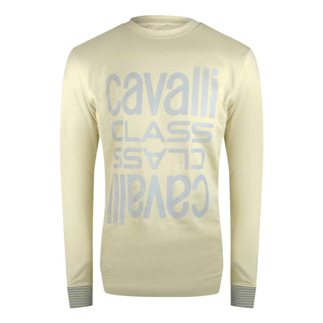 Cavalli Class Multi Logo Beige Sand Sweatshirt