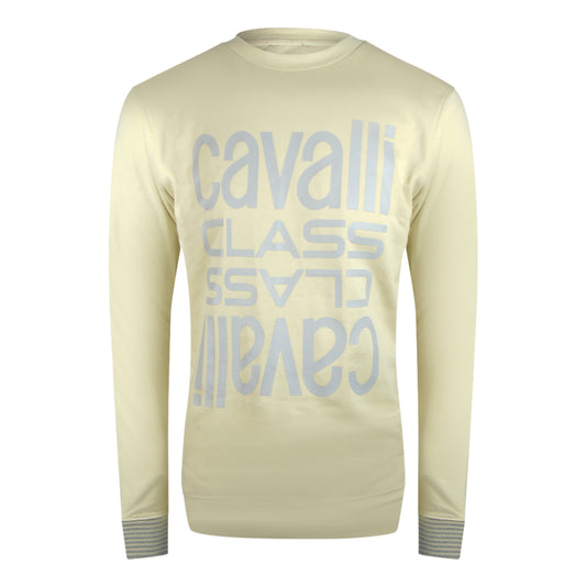Cavalli Class Multi Logo Beige Sand Sweatshirt