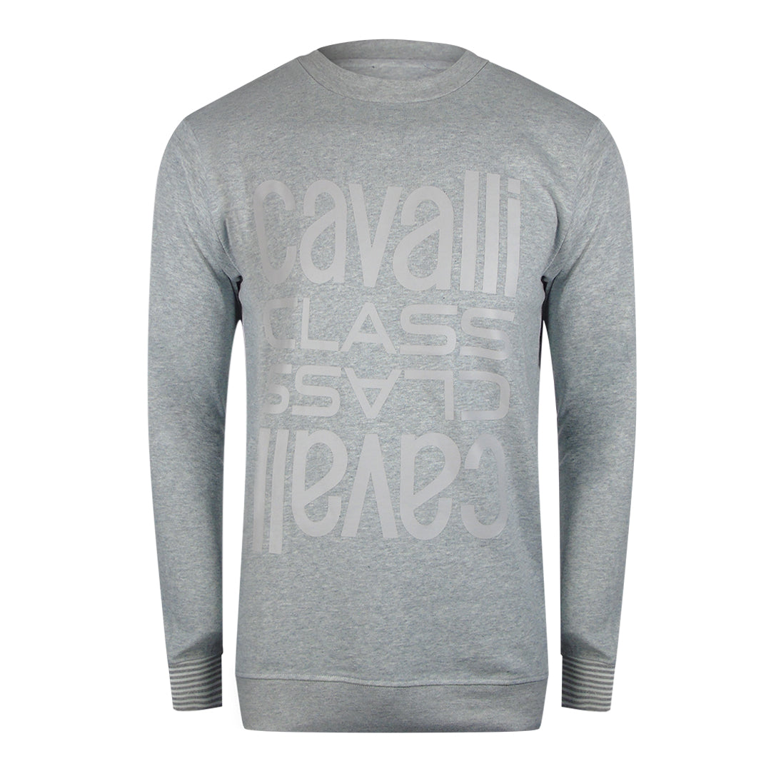 Cavalli Class Multi Logo Grey Sweatshirt