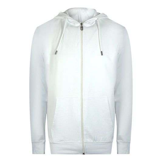 Cavalli Class Bold Floral Logo Off White Zip-Up Hoodie