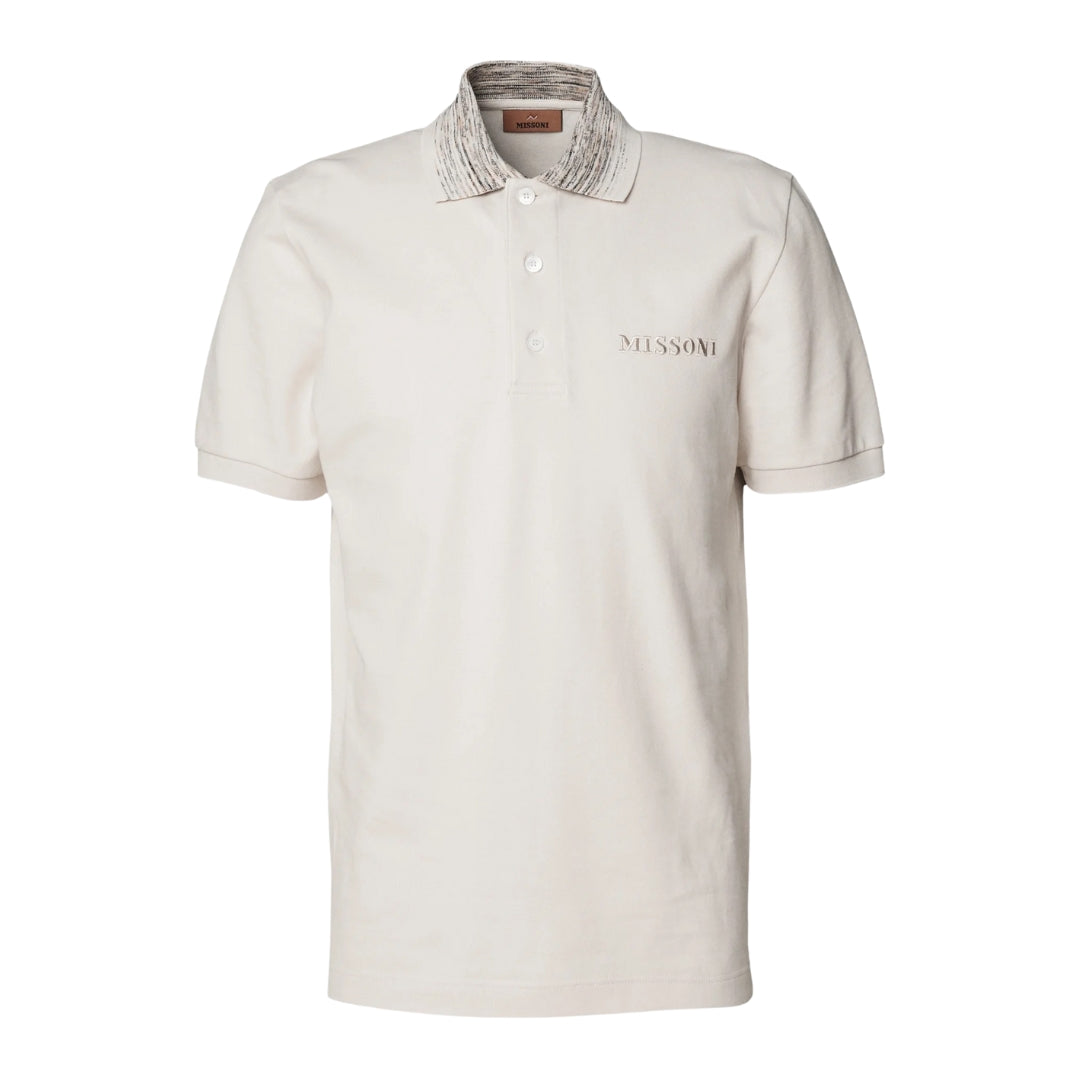 Missoni Short Sleeve Polo Off White With Orange Tones Space Dyed XL