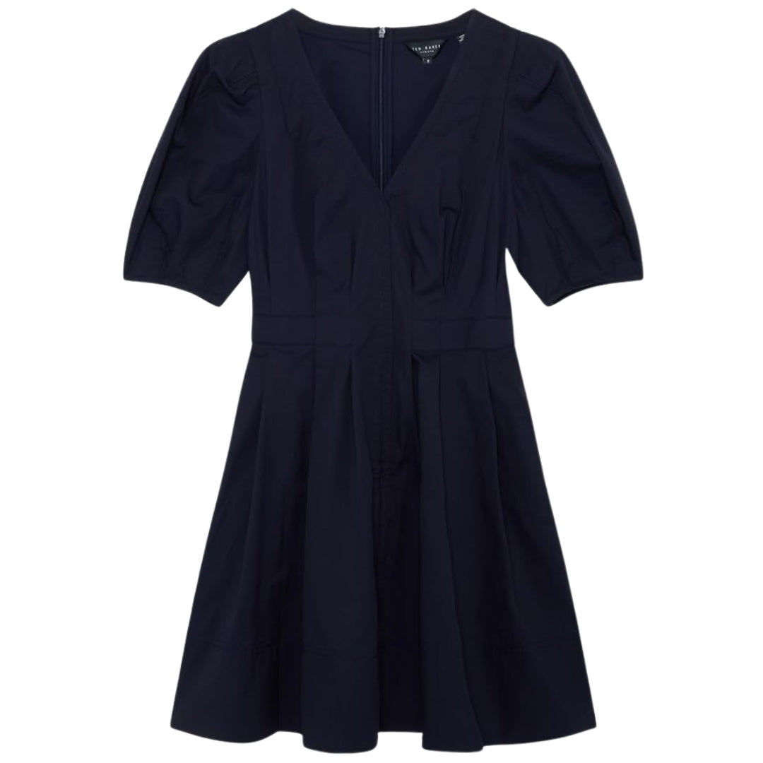 Ted Baker Uvita Puff Sleeve V-Neck Navy Mini Dress