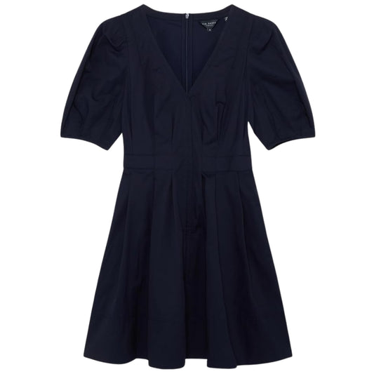 Ted Baker Uvita Puff Sleeve V-Neck Navy Mini Dress