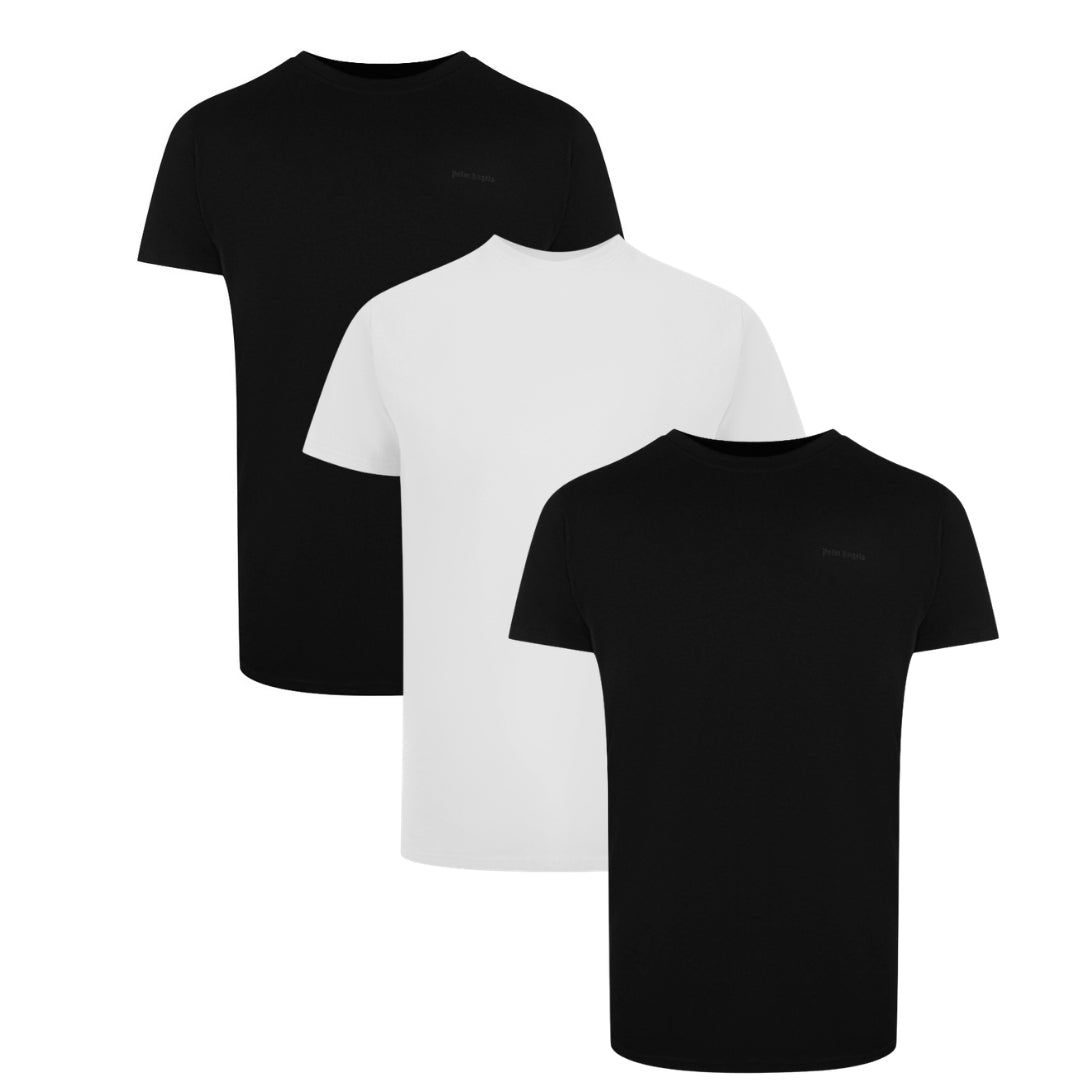 Palm Angels Tri-Pack Tonal Classic Logo Black and White T-Shirts