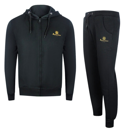 Aquascutum Black Zip-Up Hoodie And Tracksuit Set