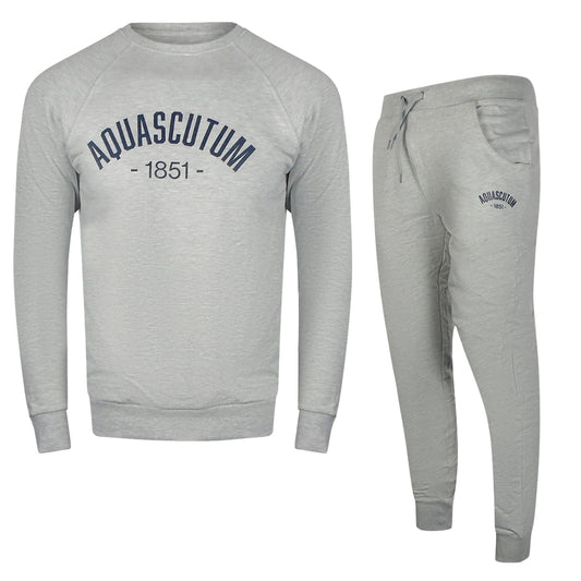 Aquascutum Old School Crewneck Grey Track Pants Set