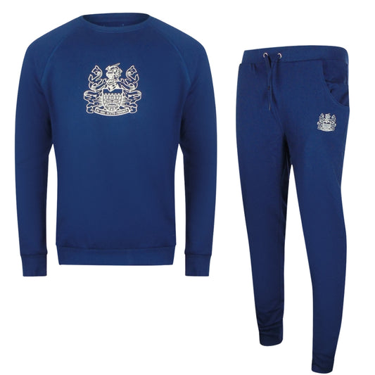 Aquascutum Iconic Crest Navy Blue Crew Neck Tracksuit Set