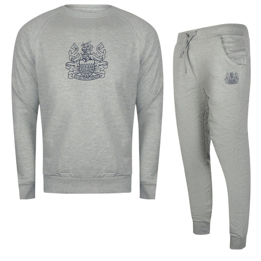 Aquascutum Iconic Crest  Crew Neck Grey Track Set