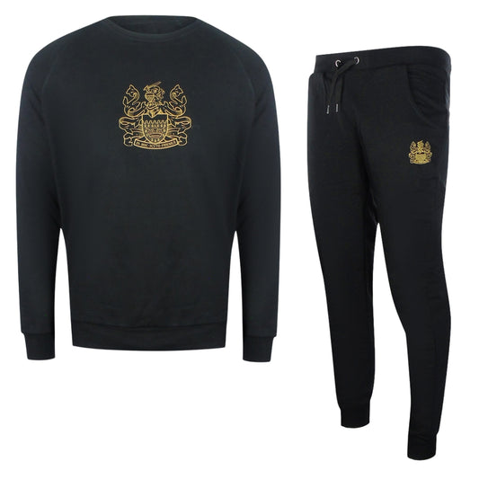 Aquascutum Iconic Crest Black Crewneck Track Set