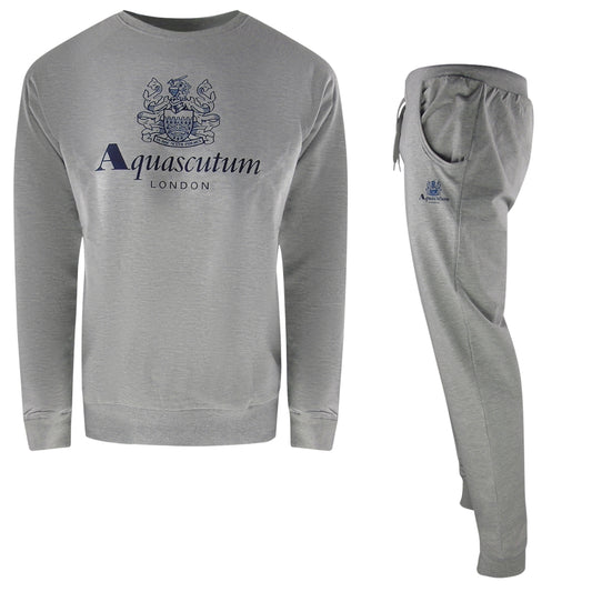 Aquascutum London Logo Crewneck Grey Tracksuit Pants Set