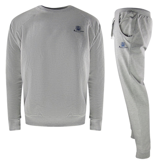 Aquascutum Small Iconic Crest  Crew Neck Grey Tracksuit Set