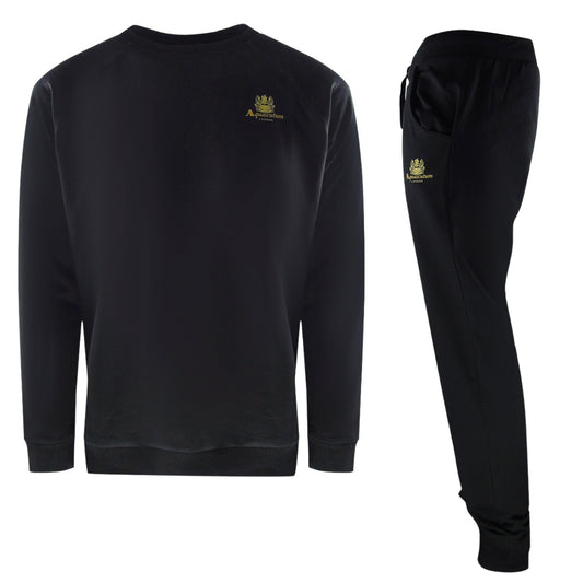 Aquascutum Small Iconic Crest Black Crewneck Tracksuit Set