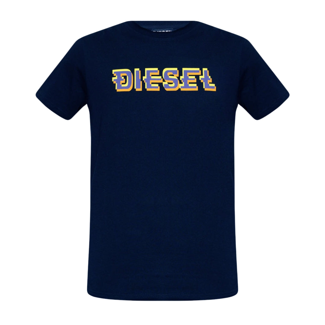 Diesel Pixel Logo Navy Blue T-Shirt - Nova Clothing