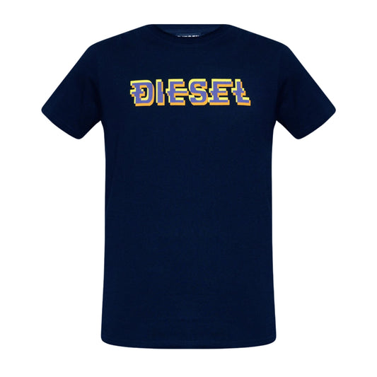 Diesel Pixel Logo Navy Blue T-Shirt - Nova Clothing