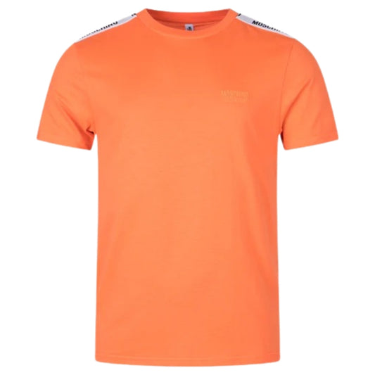 Moschino Branded Taped Shoulder Logo Orange T-Shirt XS