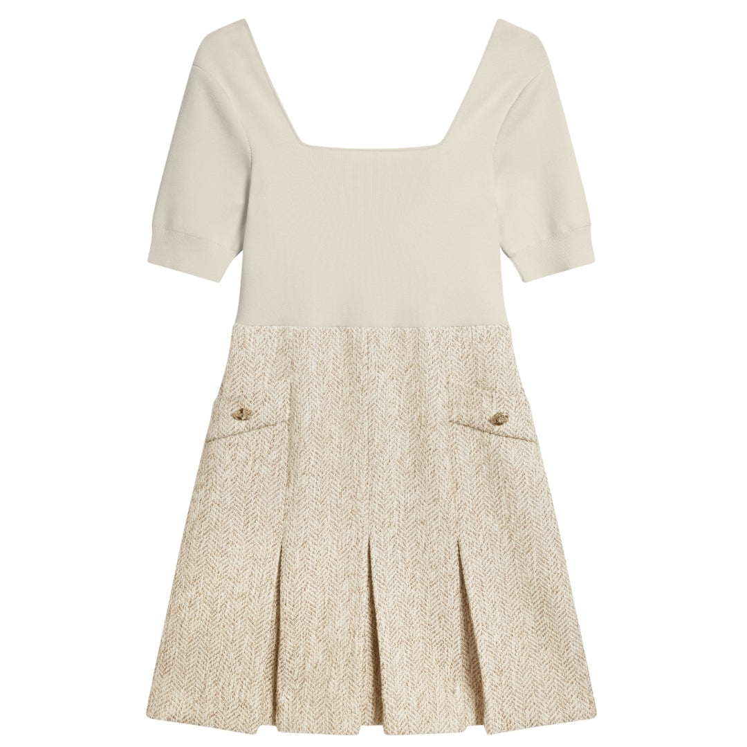 Ted Baker WMH VULPAD Knit Bodice Boucle Mini Dress 6