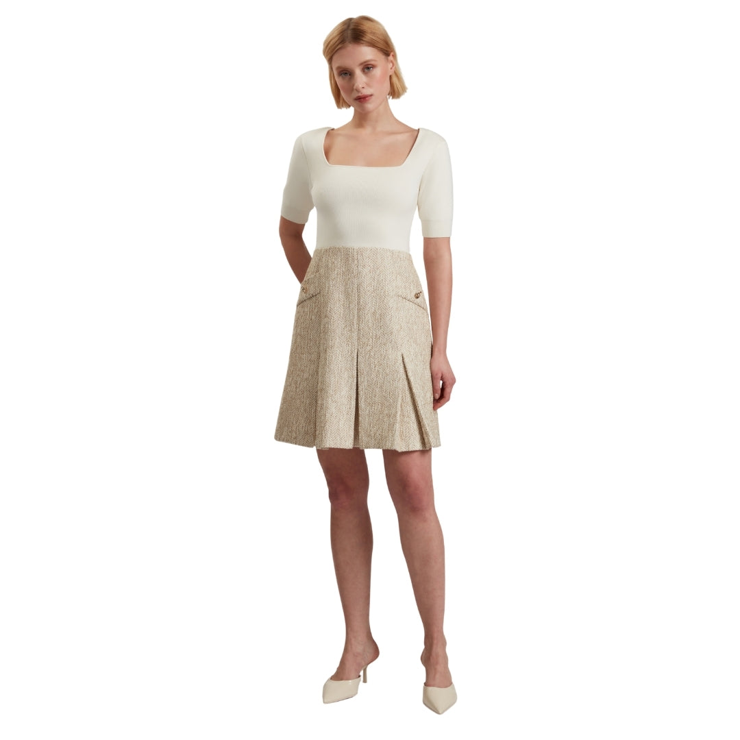 Ted Baker WMH VULPAD Knit Bodice Boucle Mini Dress 6