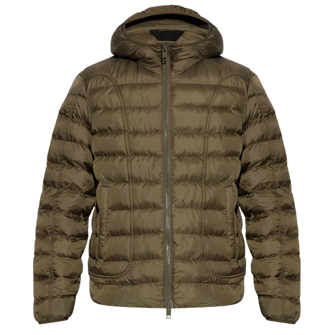 Diesel Plain Khaki Green Padded Hooded Jacket S