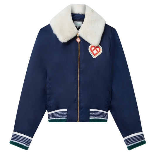 Casablanca Nylon Bomber Navy Blue Jackets