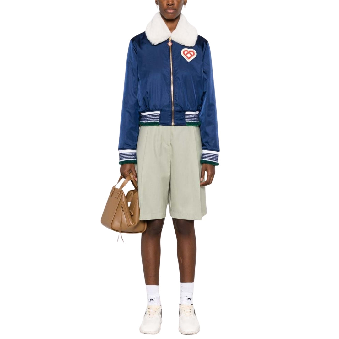 Casablanca Nylon Bomber Navy Blue Jackets