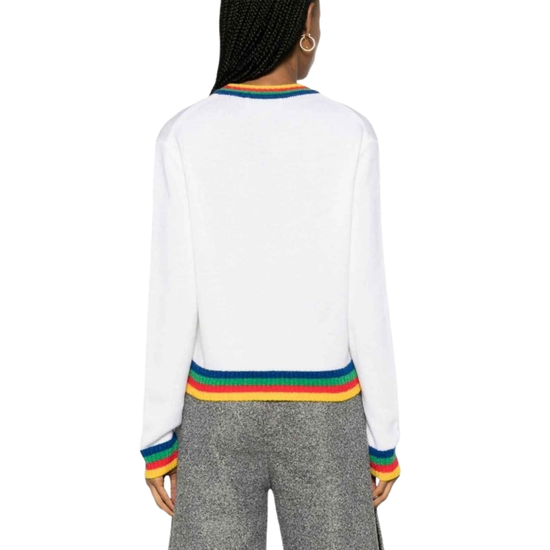 Casablanca Heart Casa Brand Jumper White Knitwear