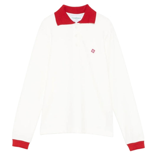 Casablanca Long Sleeve Jersey Polo White Tops