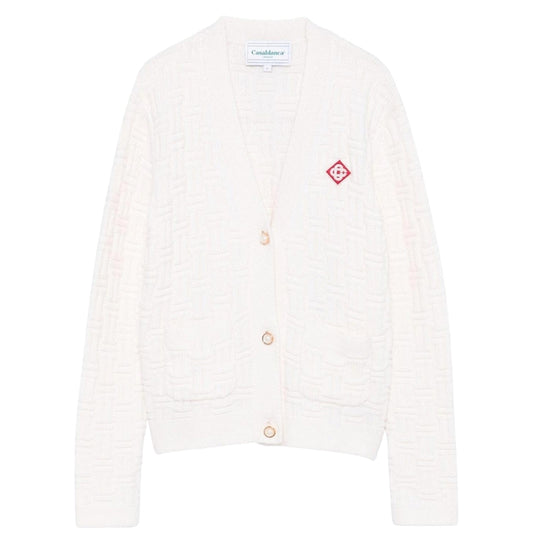 Casablanca Column Stitch Cardigan White Knitwear