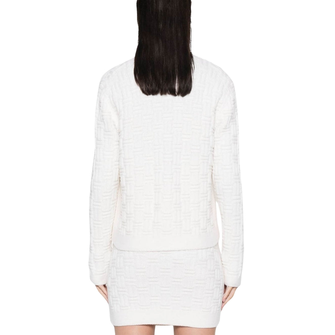 Casablanca Column Stitch Cardigan White Knitwear
