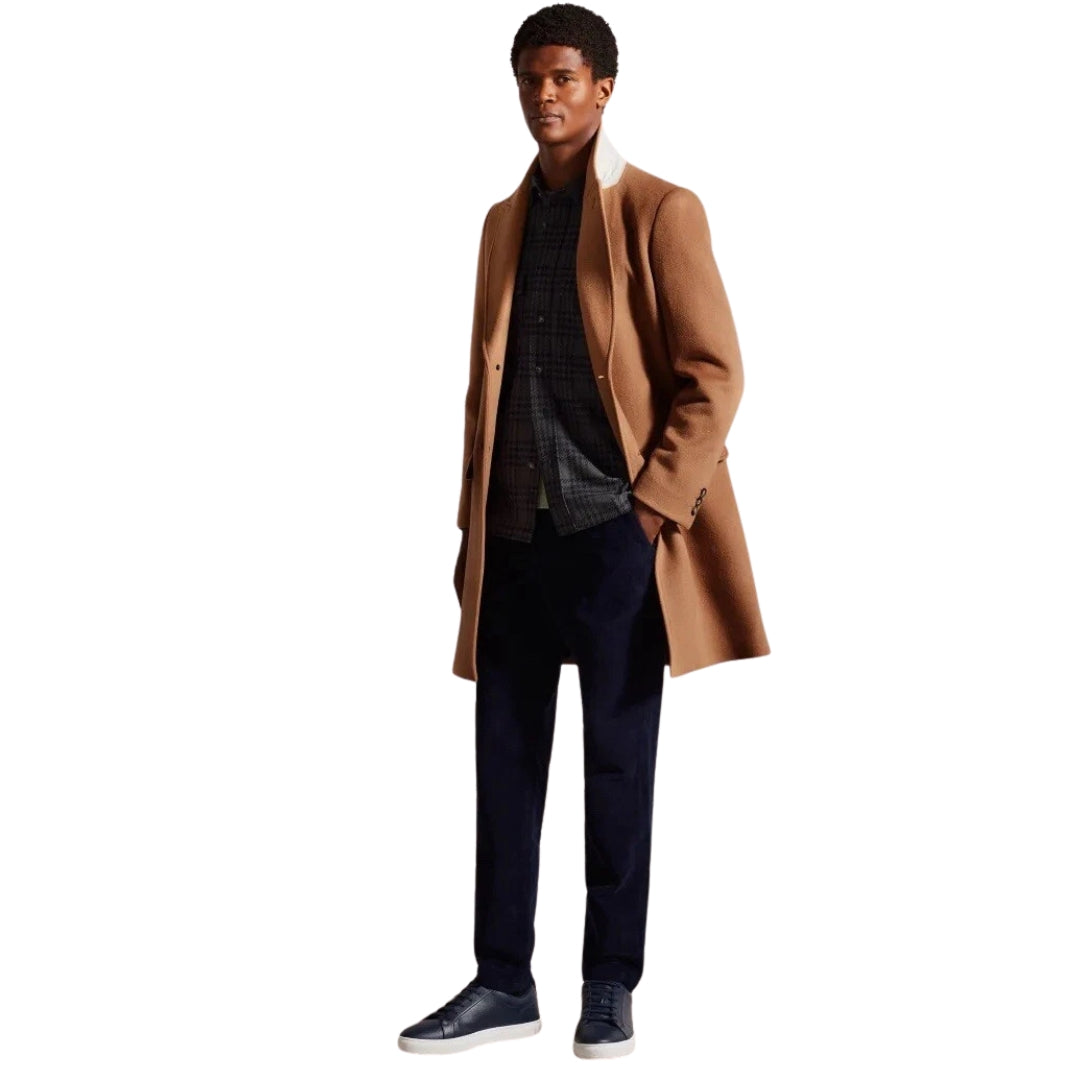Ted Baker Wildigj Wool Blend Tan Overcoat