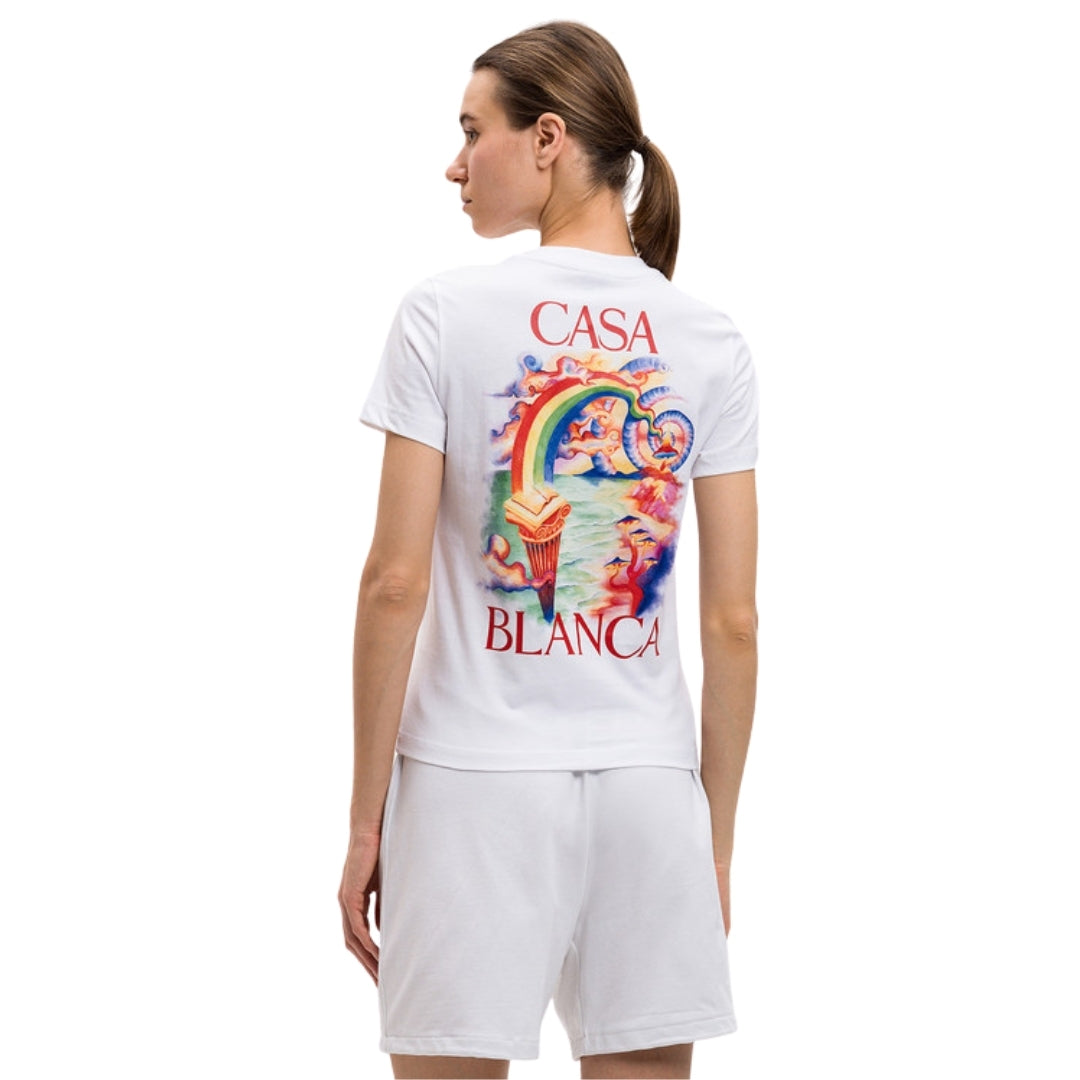 Casablanca Printed Fitted Nature Teacher White T-Shirt